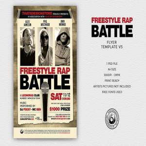 自由说唱饶舌音乐PK活动PSD传单模板V.5 Freestyle Rap Battle Flyer PSD V5