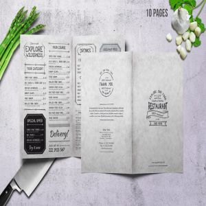 复古老式A4菜单设计PSD模板 Vintage A4 Food Menu Design – 10 Pages