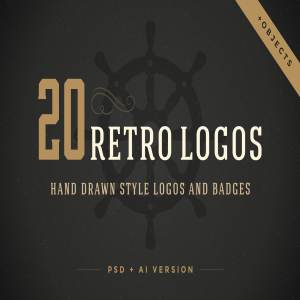 20个手绘复古Logo模板  20 hand drawn logos插图1