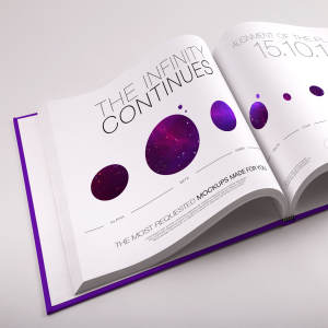 精装图书内页设计PSD样机模板01 Hardcover Large Landscape Book PSD Mockup 01