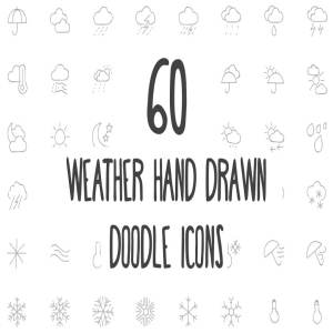 60款手绘涂鸦风格天气主题图标 60 Weather Hand Drawn Doodle Icons