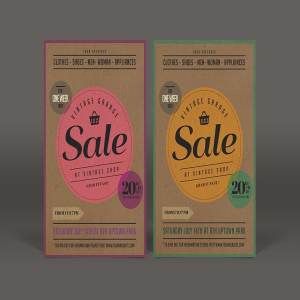 老式旧货市场促销广告传单模板 Vintage Sale Flyer