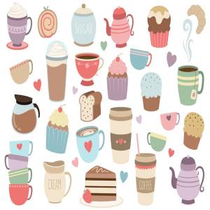 33个咖啡和茶矢量剪贴画 Coffee and Tea 33 pc Vector Clipart