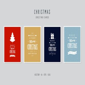 图形文字徽标风格圣诞节贺卡设计模板 Christmas Greeting Vector Card Set
