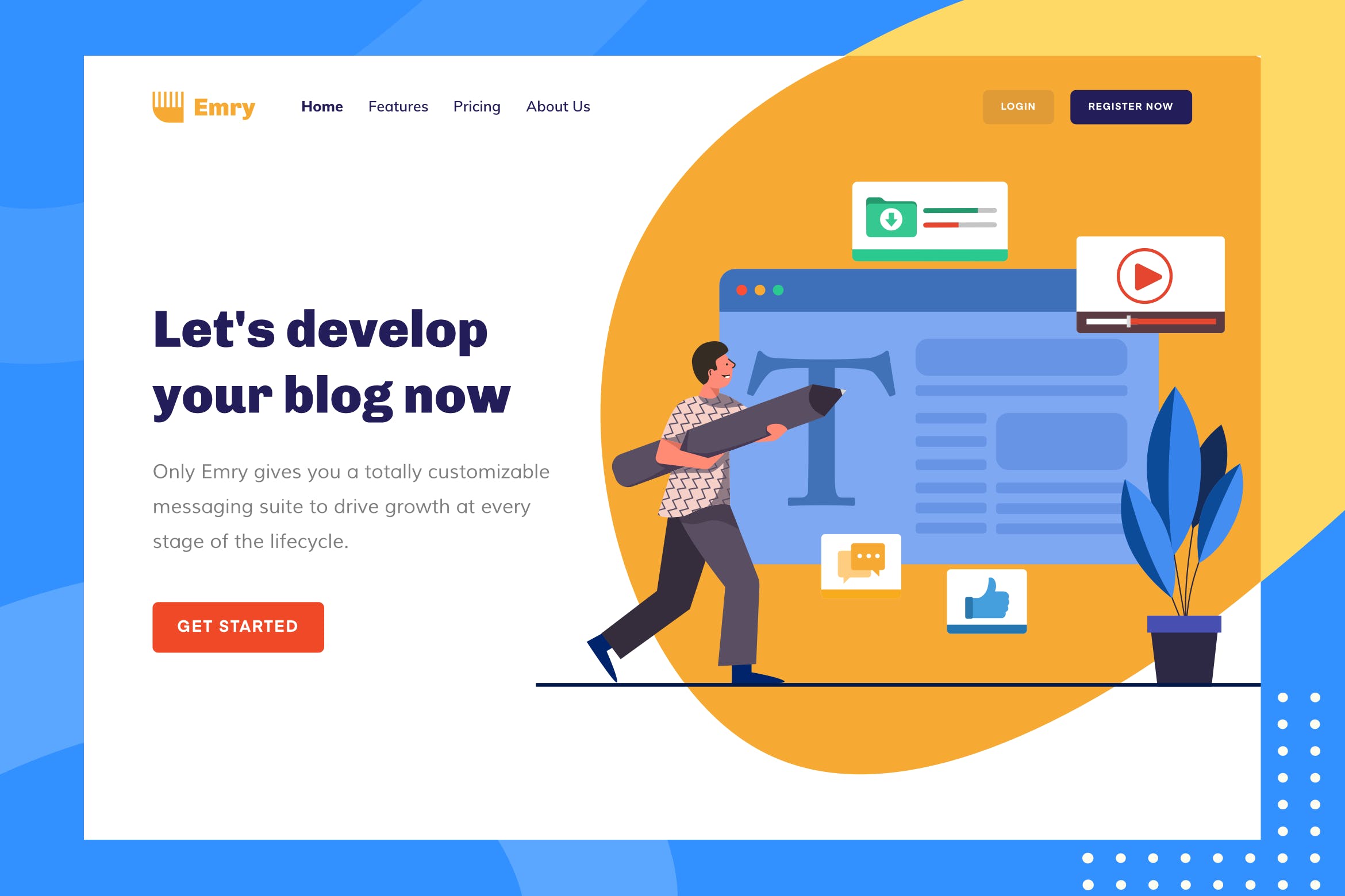 博客主题网站设计矢量插画素材 Emry – Blog Header