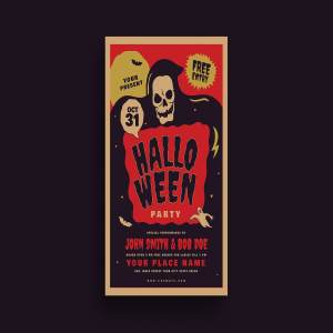 复古老派风格万圣节活动海报模板 Retro Old Halloween Event Flyer
