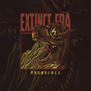 恐龙时代手绘插画T恤印花图案设计素材 Extinct Era