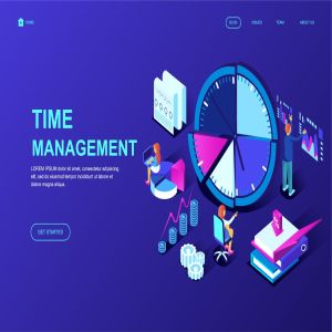 时间管理时间规划等距概念插画网站着陆页模板 Time Management Isometric Landing Page Template