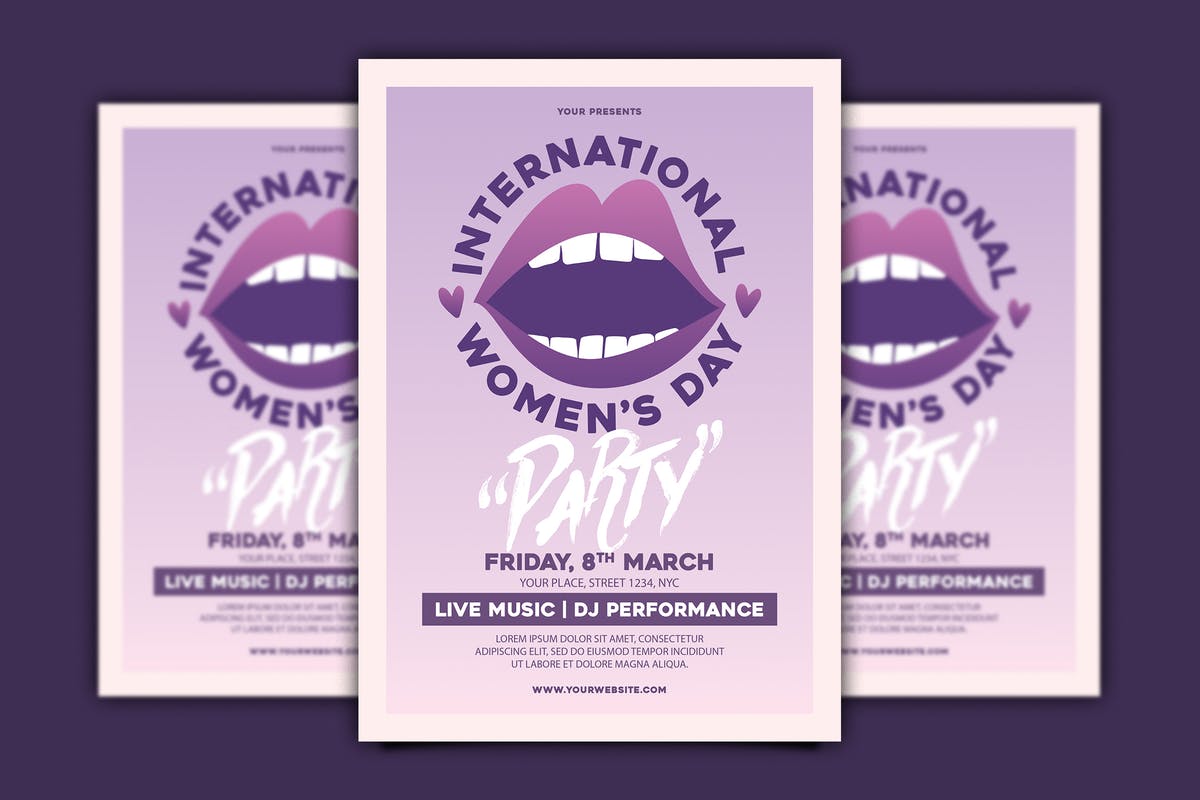 国际妇女节纪念日活动传单PSD模板 International Women’s Day Flyer