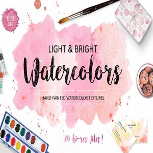 明亮色彩设计风格手绘水彩纹理套装 Bright watercolor textures pack