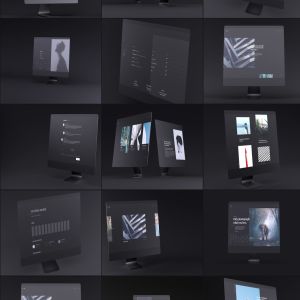 网站UI设计效果图预览黑色iMac电脑样机模板 Dark iMac Mockup