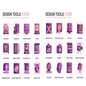 现代扁平化渐变设计风格设计工具主题图标素材