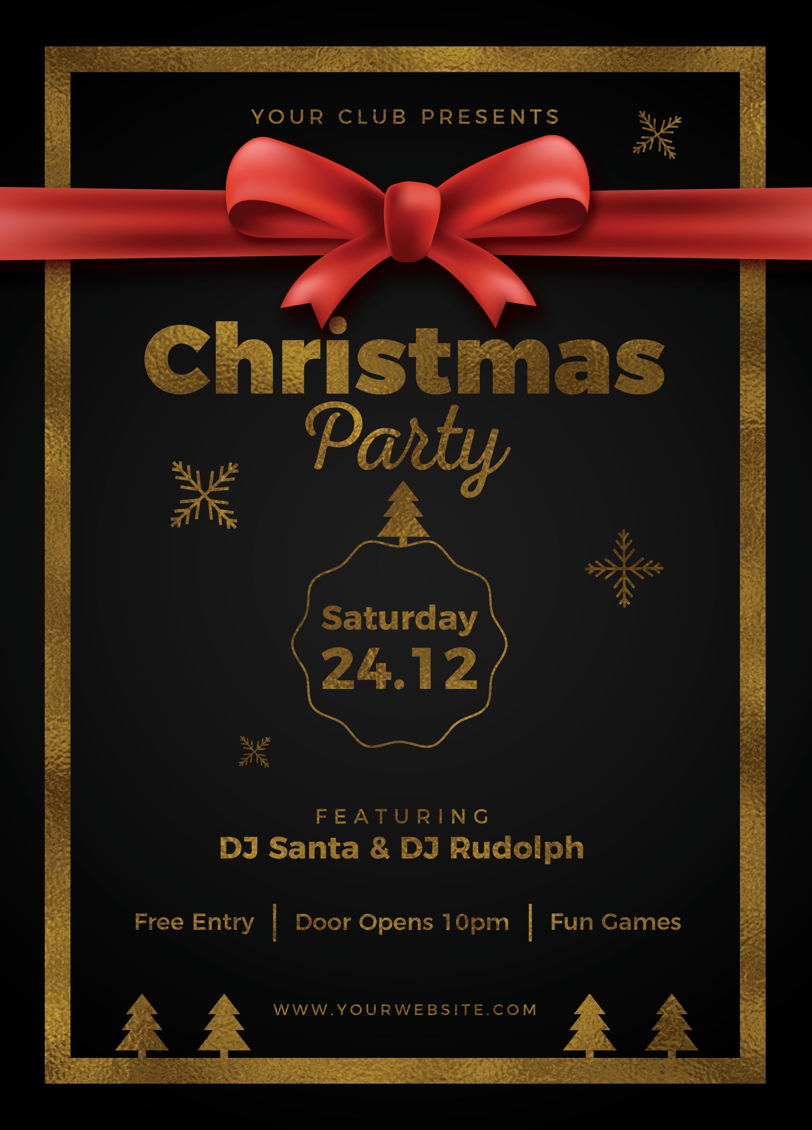 时尚简约黑金质感新年圣诞节海报宣传单DM设计模板