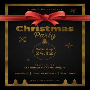 时尚简约黑金质感新年圣诞节海报宣传单DM设计模板