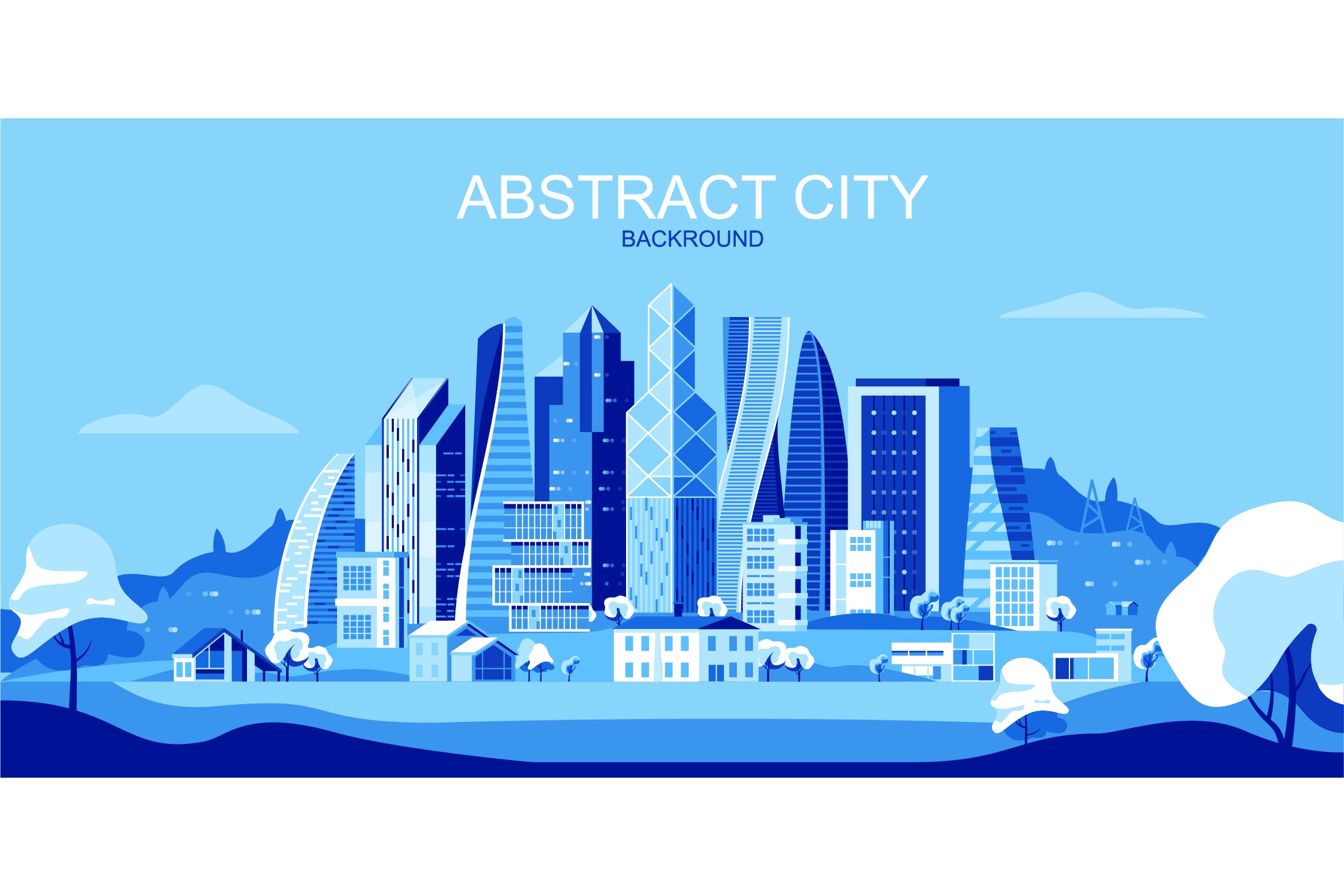 现代都市主题网站Header设计矢量插画 City Vector Illustration Header Website