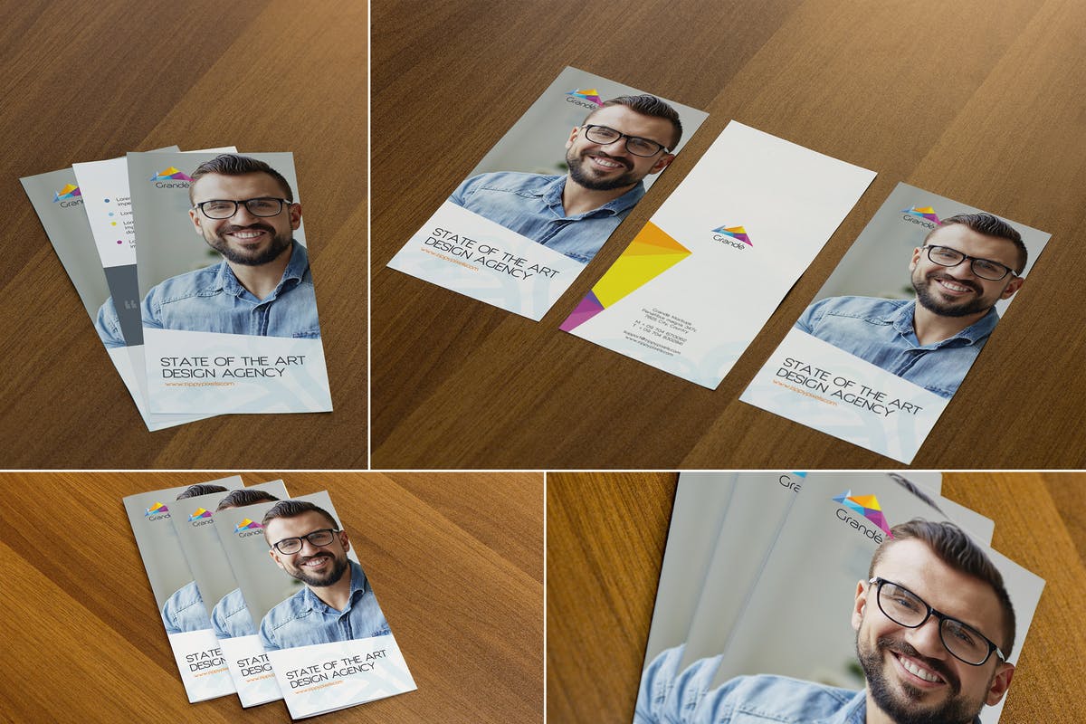 单页小尺寸广告传单样机 4 Photo-realistic Flyer Mockups