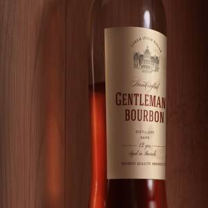 威士忌酒瓶标签设计展示样机v1 Whiskey mock-up light label 1