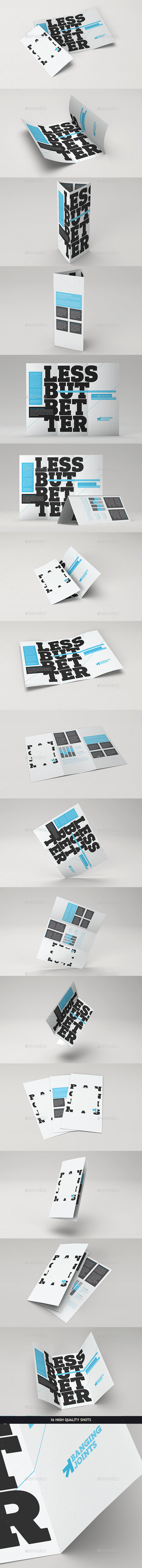 实用的三折页展示样机模板MockUp下载Trifold Brochure Mock-Up Pack [psd]