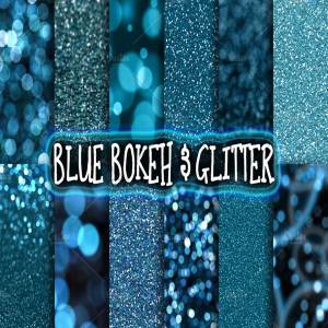闪光青蓝色调数字背景 Blue Glitter & Bokeh Backgrounds