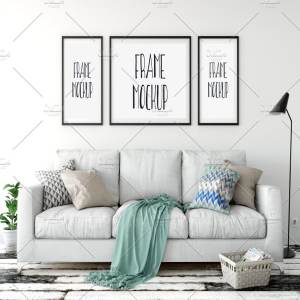 室内相框画框样机 Scandi Interior Frame Mockup – 01