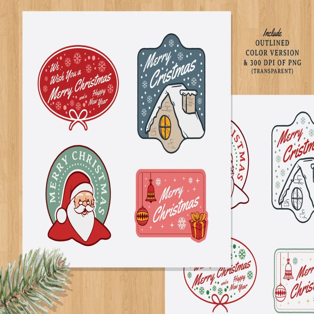 圣诞主题复古标签矢量设计模板素材 Christmas Vintage Label插图