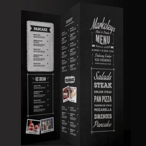 黑板画西式餐厅菜单模板 Trifold Typography Blackboard Menu