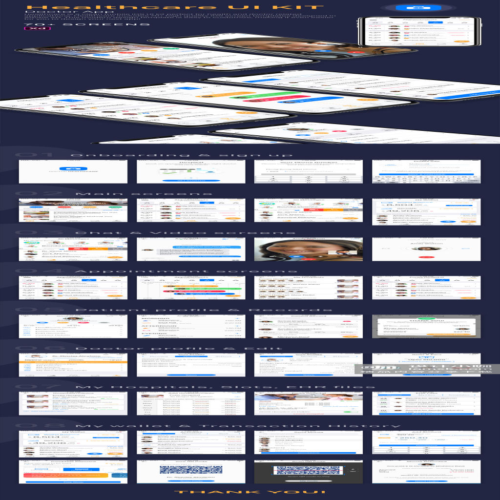 专业健康医疗护理相关的APP UI KIT [XD]