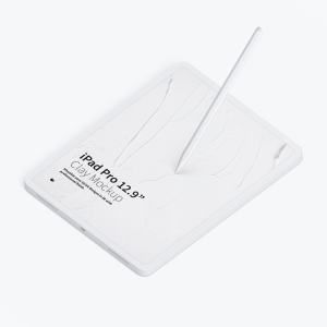 iPad Pro平板电脑等距右视图样机模板素材 Clay iPad Pro 12.9” Mockup, Isometric Right View