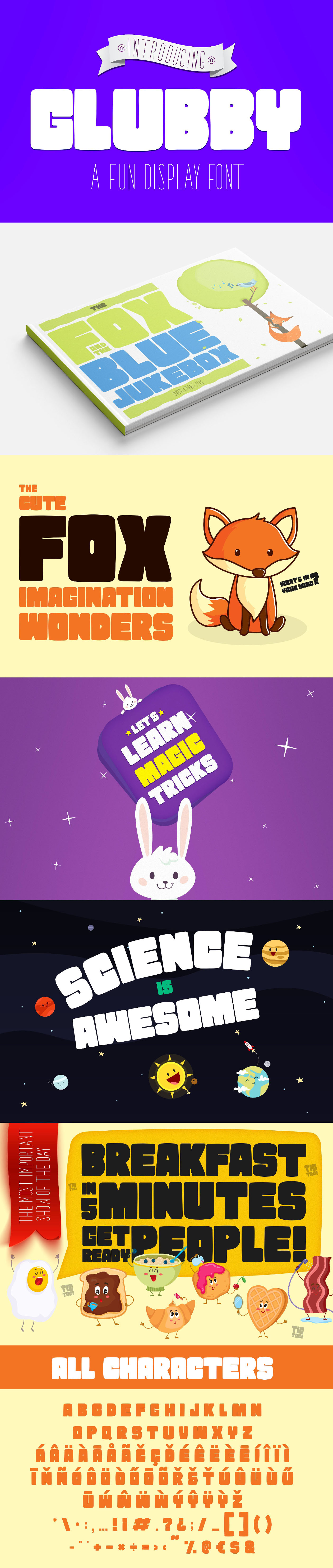 儿童主题设计适用英文胖体手写字体 Clubby Fat Font