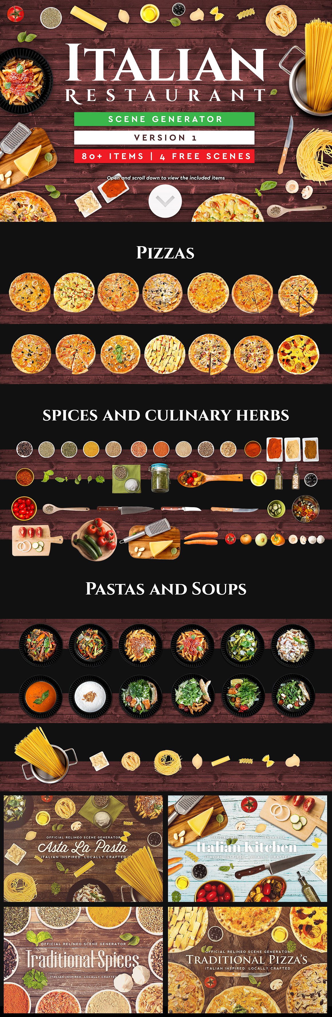 Italian Restaurant Scene Generator时尚高端的意大利餐厅场景生成器下载[psd]