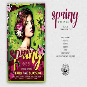 充满生命力春意盎然海报传单设计PSD模板 Spring Equinox Flyer PSD V5