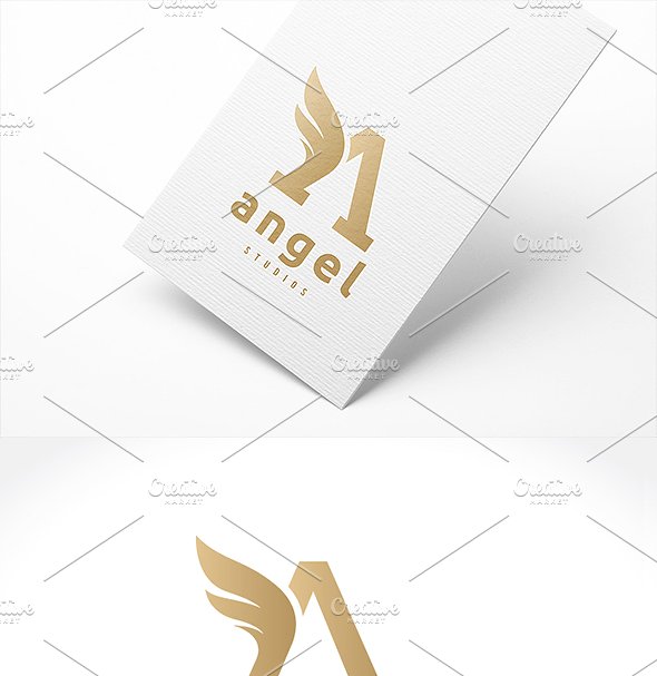 创意字母Logo模板系列之字母A Angel Logo Letter A logo template