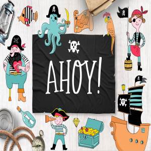 海盗船系列马克笔手绘卡通插画 Ahoy! Pirate collection