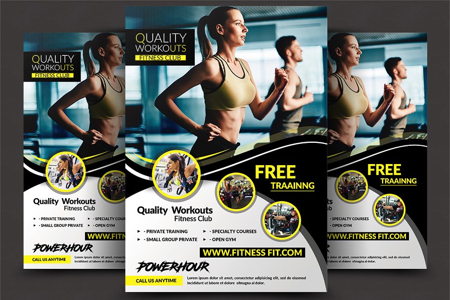健身俱乐部广告海报PSD模板 Fitness Flyer – Gym Flyer Templates