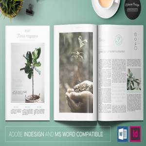 极简主义盆栽景观通用杂志模板 Floral Magazine