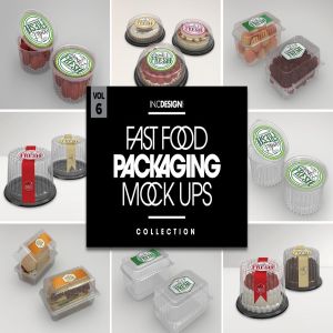 一次性食品塑料包装盒样机Vol.6 Fast Food Boxes Vol.6: Take Out Packaging Mockups