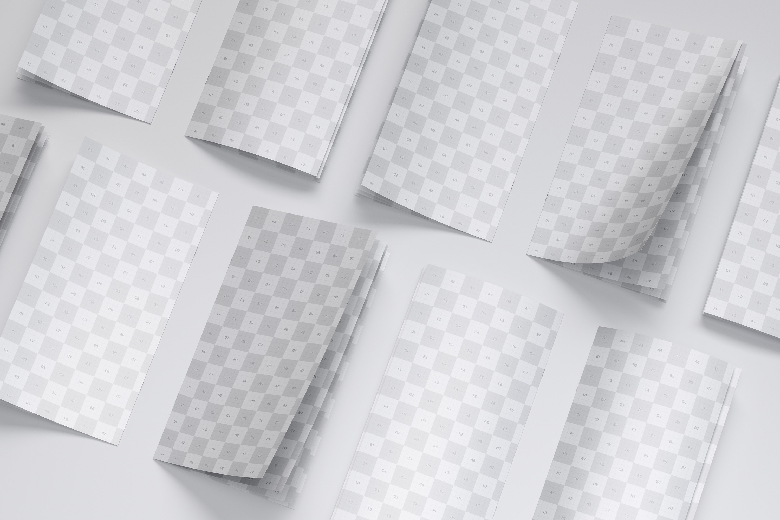 企业宣传传单设计效果图等距网格样机05 Thin Booklet Mockup 05