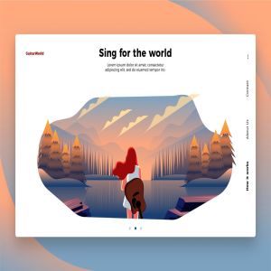 吉他音乐主题网站Banner&着陆页模板 Guitar Music – Banner & Landing Page