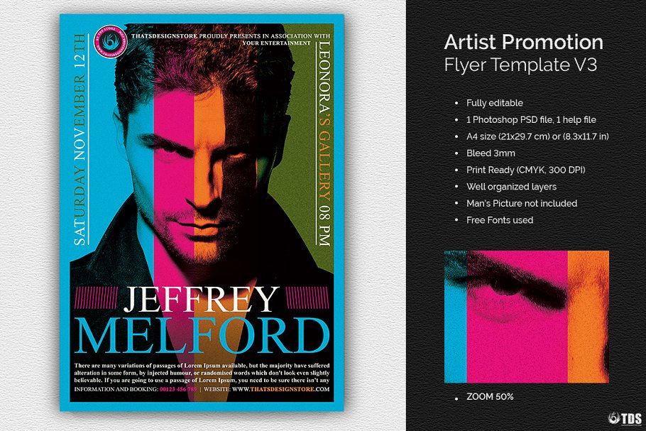 艺术家活动推广传单PSD模板 V3 Artist Promotion Flyer PSD V3