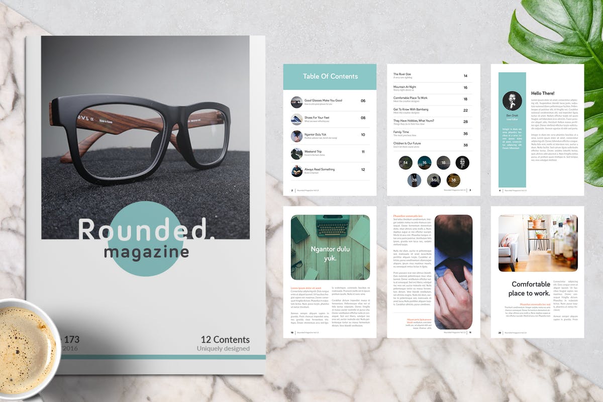 多用途杂志/画册/企业内宣INDD设计模板 Rounded Magazine