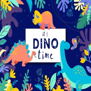 可爱的恐龙插图设计工具包 it’s DINO time – cute dinosaurs kit