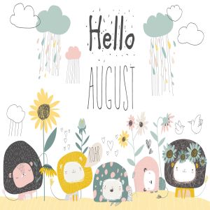 卡通可爱狮子/花卉/云朵矢量插画图片素材 Vector cute lions with flowers and clouds. Hello
