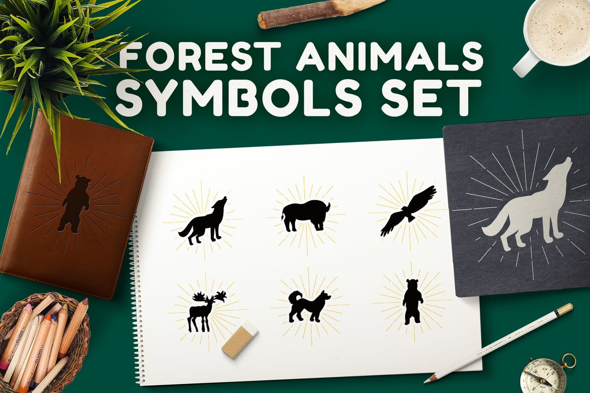 森林动物符号集 Forest Animals Symbols Set