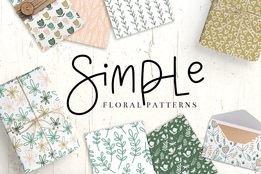 简约实用的花卉图案纹理 Simple Floral Patterns