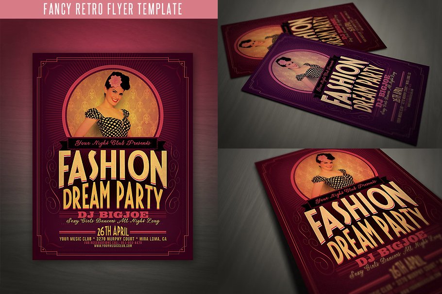 精美的复古时尚活动传单模板 Fancy Retro Flyer Template