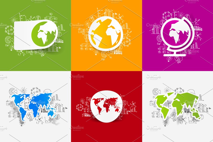 12张手绘商业公式的纸质地图贴纸 12 MAP STICKERS-business formulas