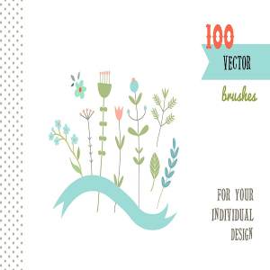 分享100个Illustrator装饰画笔 100 decor brushes for for AI