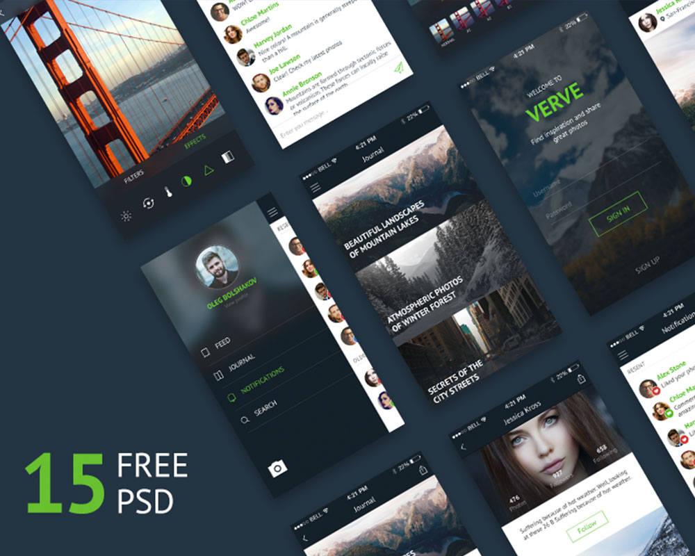 社交类应用 UI 套件Verve UI Kit（PSD模板）