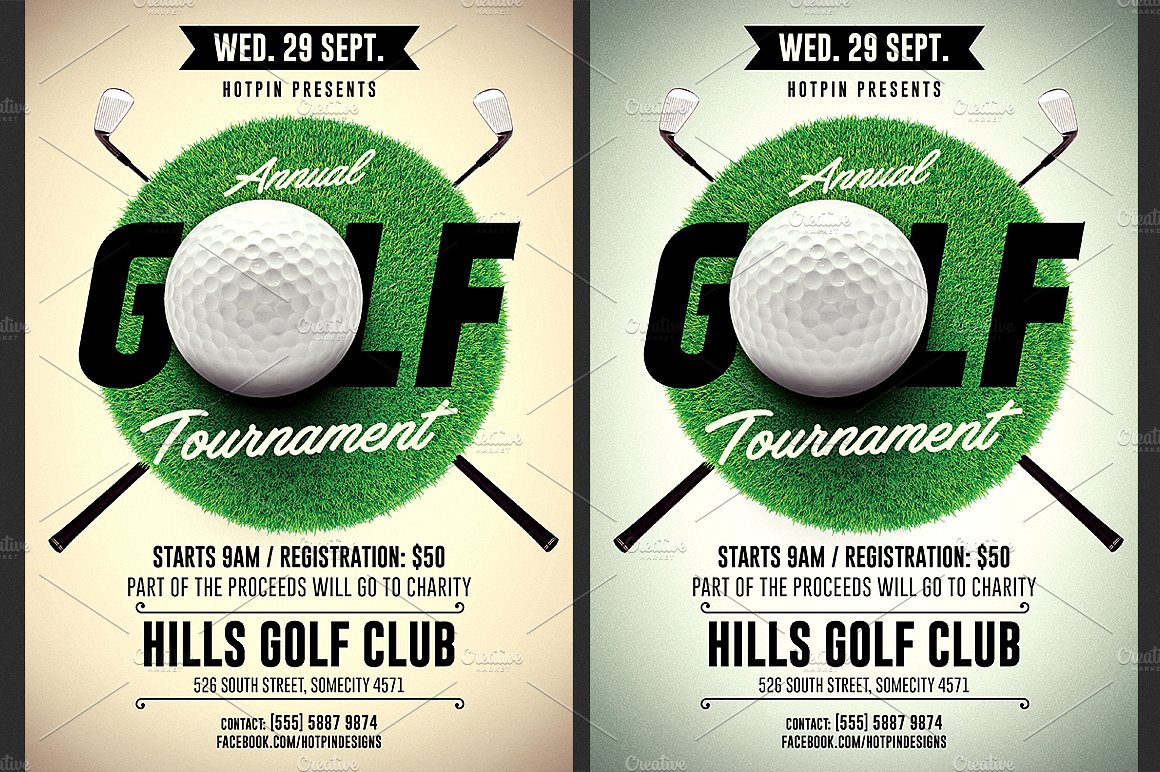 现代高尔夫比赛传单模板 Golf Tournament Flyer Template