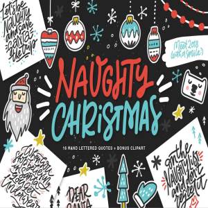 可爱圣诞祝福语&剪贴画素材 Fun Christmas Lettering & Clipart